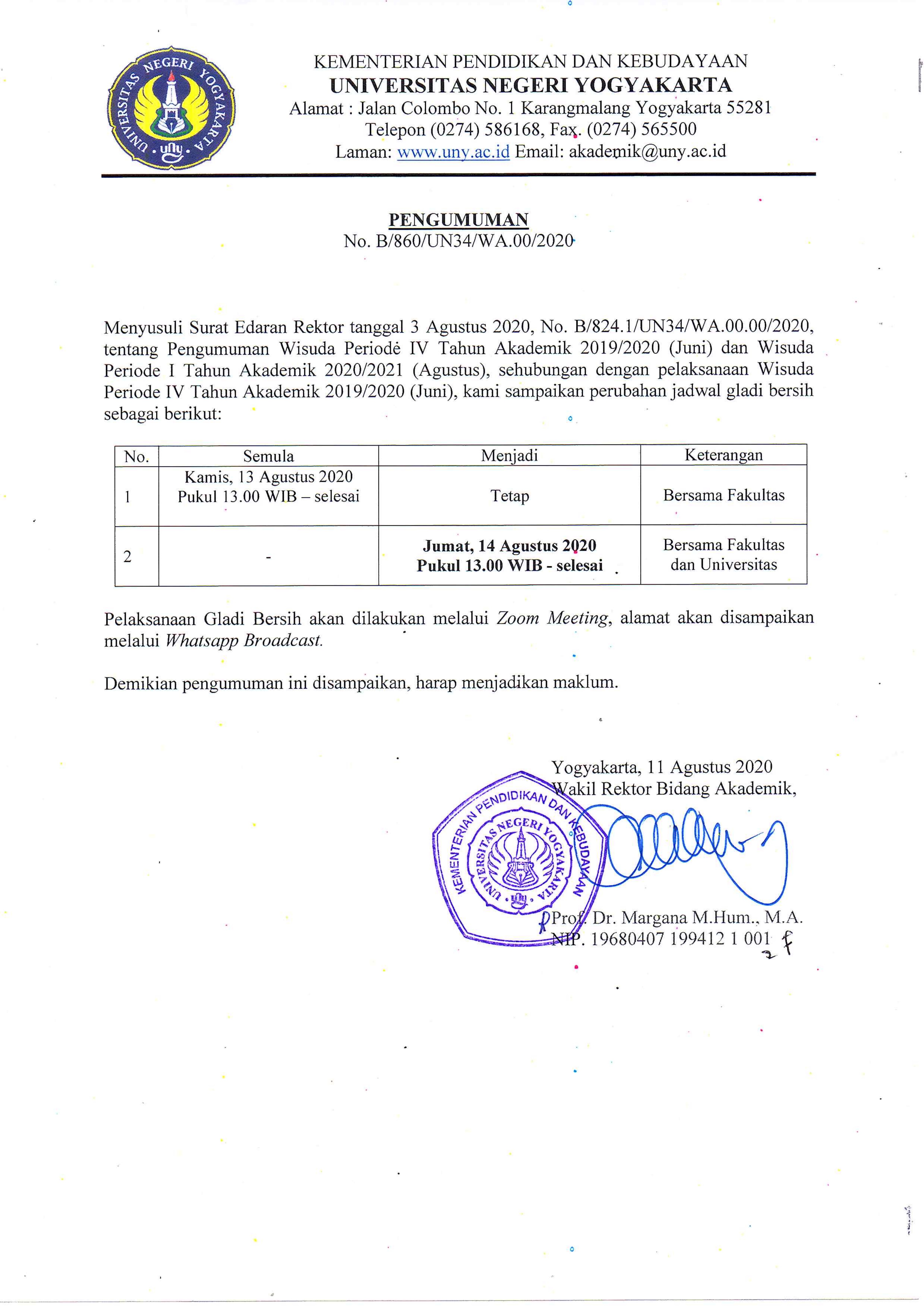 GLADI BERSIH WISUDA PERIODE JUNI 2020