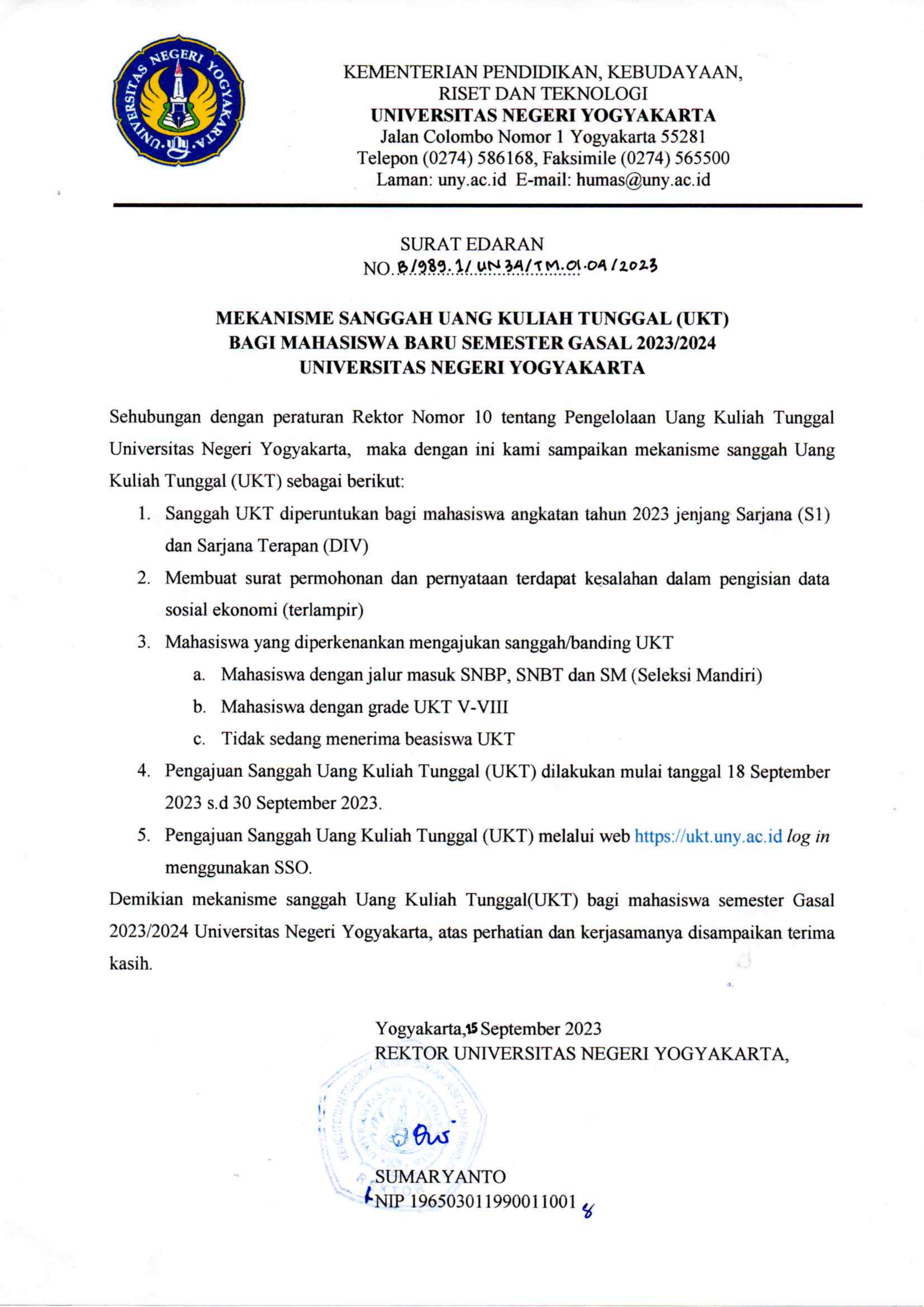 Sanggah UKT