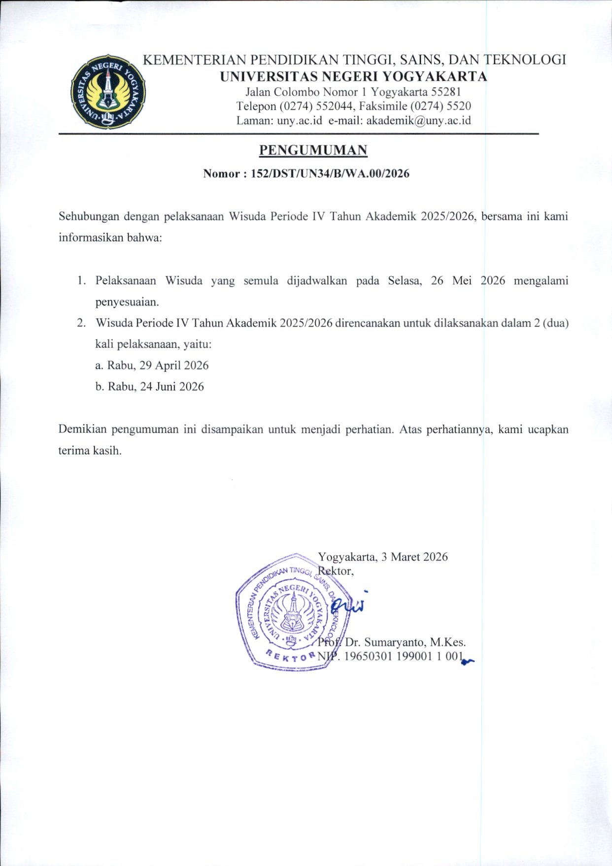 wisuda April Juni 2026