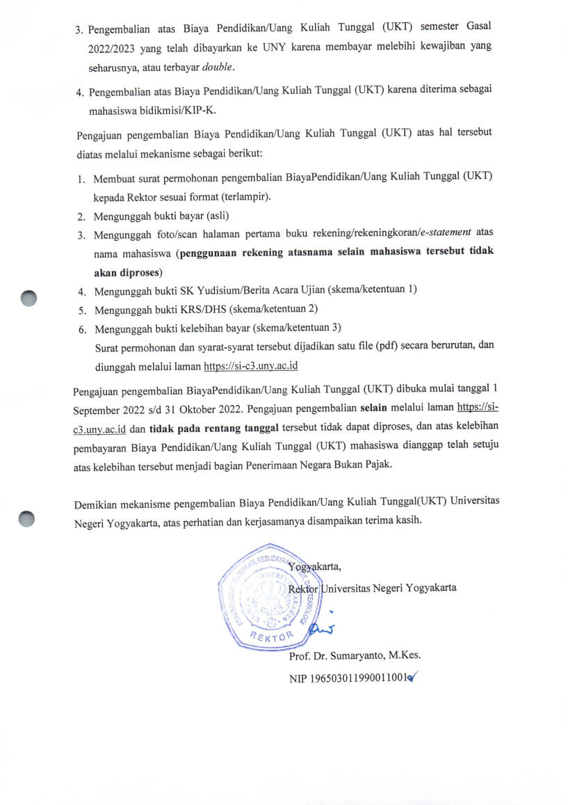 Mekanisme Pengembalian Biaya Pendidikan Semester Gasal 2022/2023 Page 2