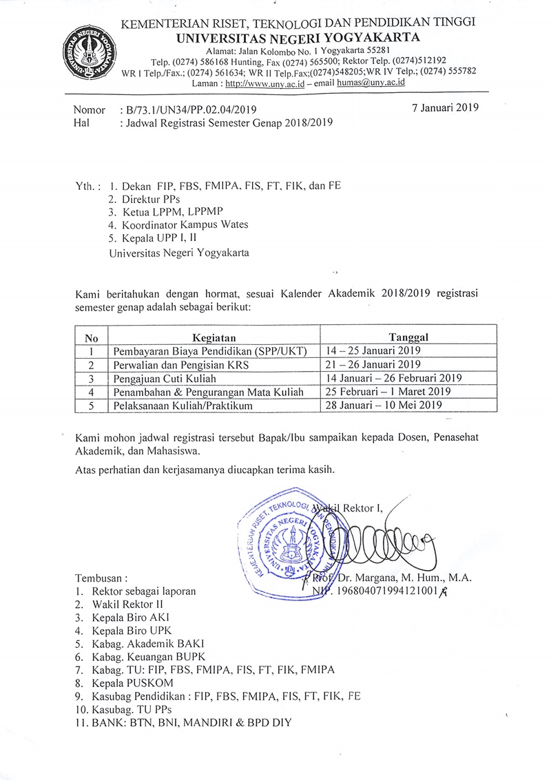 Jadwal Registrasi Semester Genap 2018/2019 1